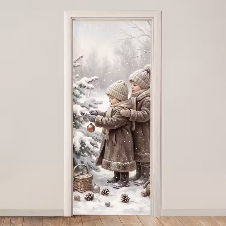 Deursticker - Kinderen - Kerst - Winter — 1