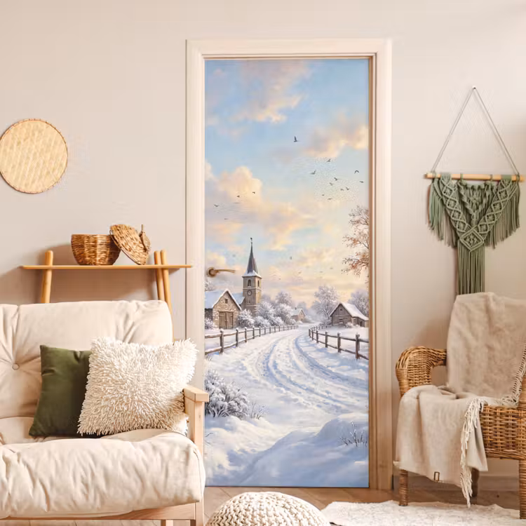 Deursticker - Kerk - Winter - Landschap — 4