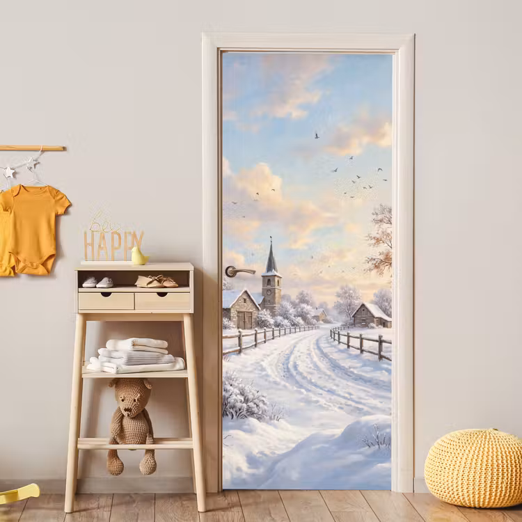 Deursticker - Kerk - Winter - Landschap — 6