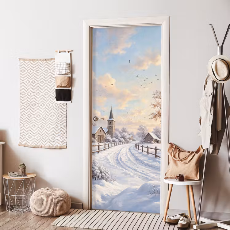 Deursticker - Kerk - Winter - Landschap — 8
