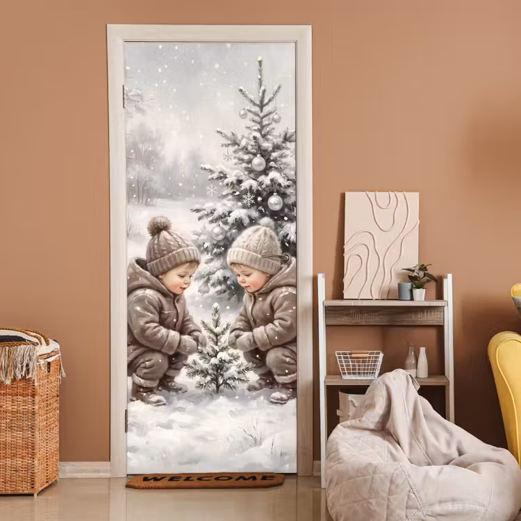 Deursticker - Kind - Sneeuw - Winter — 2