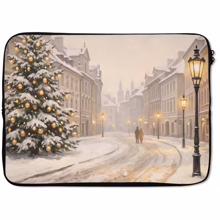 Laptophoes Besneeuwde straat - Kerst — 1