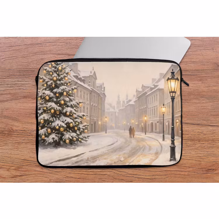 Laptophoes Besneeuwde straat - Kerst — 2