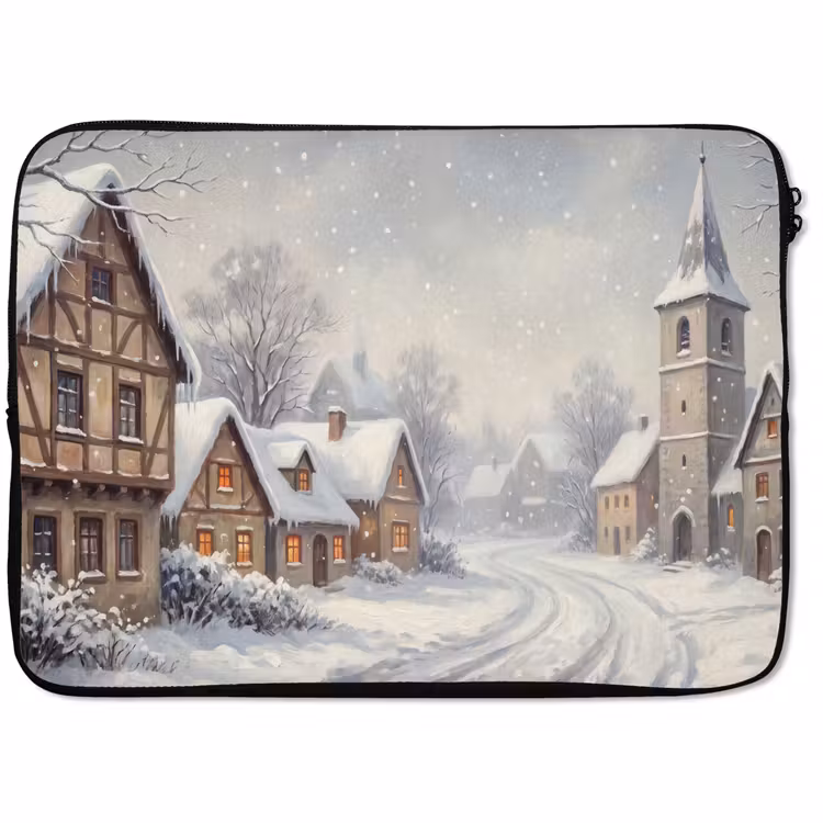Laptophoes Dorp - Sneeuw - Winter — 1