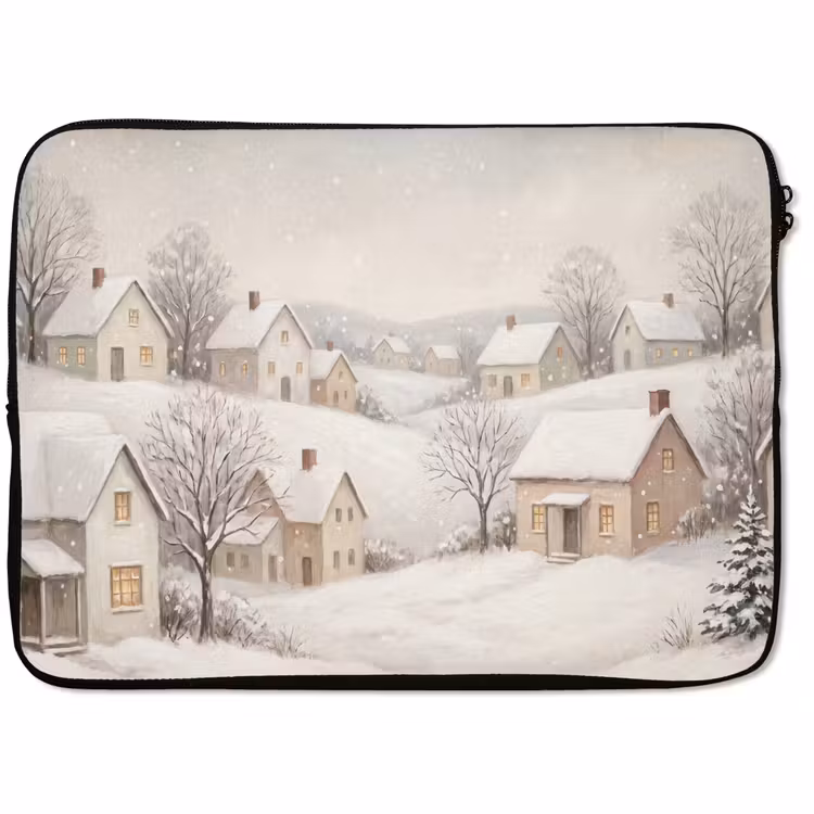 Laptophoes Dorp - Winter - Sneeuw — 1