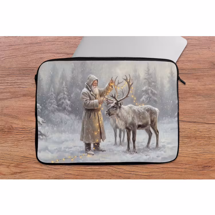 Laptophoes Kerstman - Hert - Winter — 2
