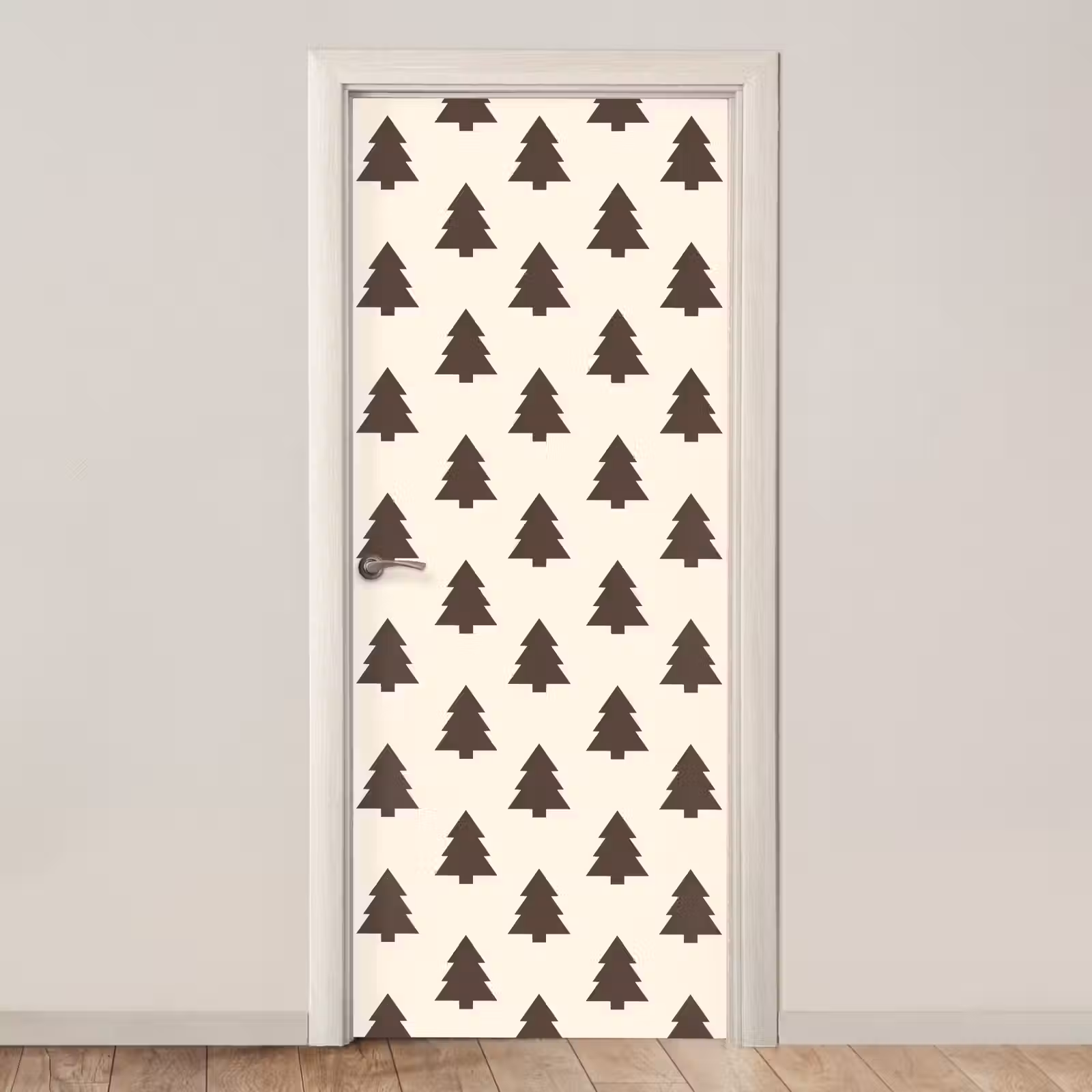 Deursticker - Kerstboom - Crème - Grijs — 1