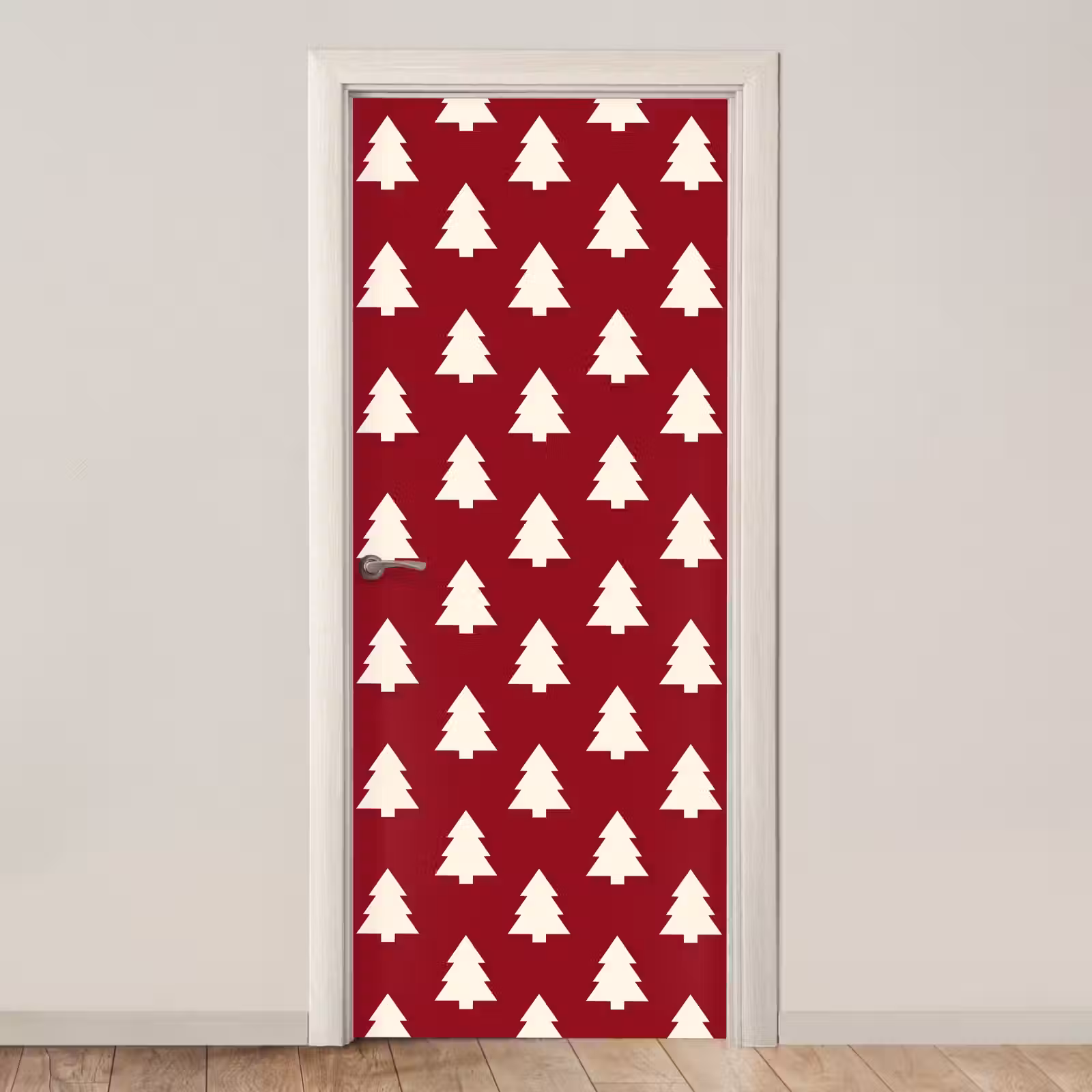Deursticker - Kerstboom - Rood - Wit — 1