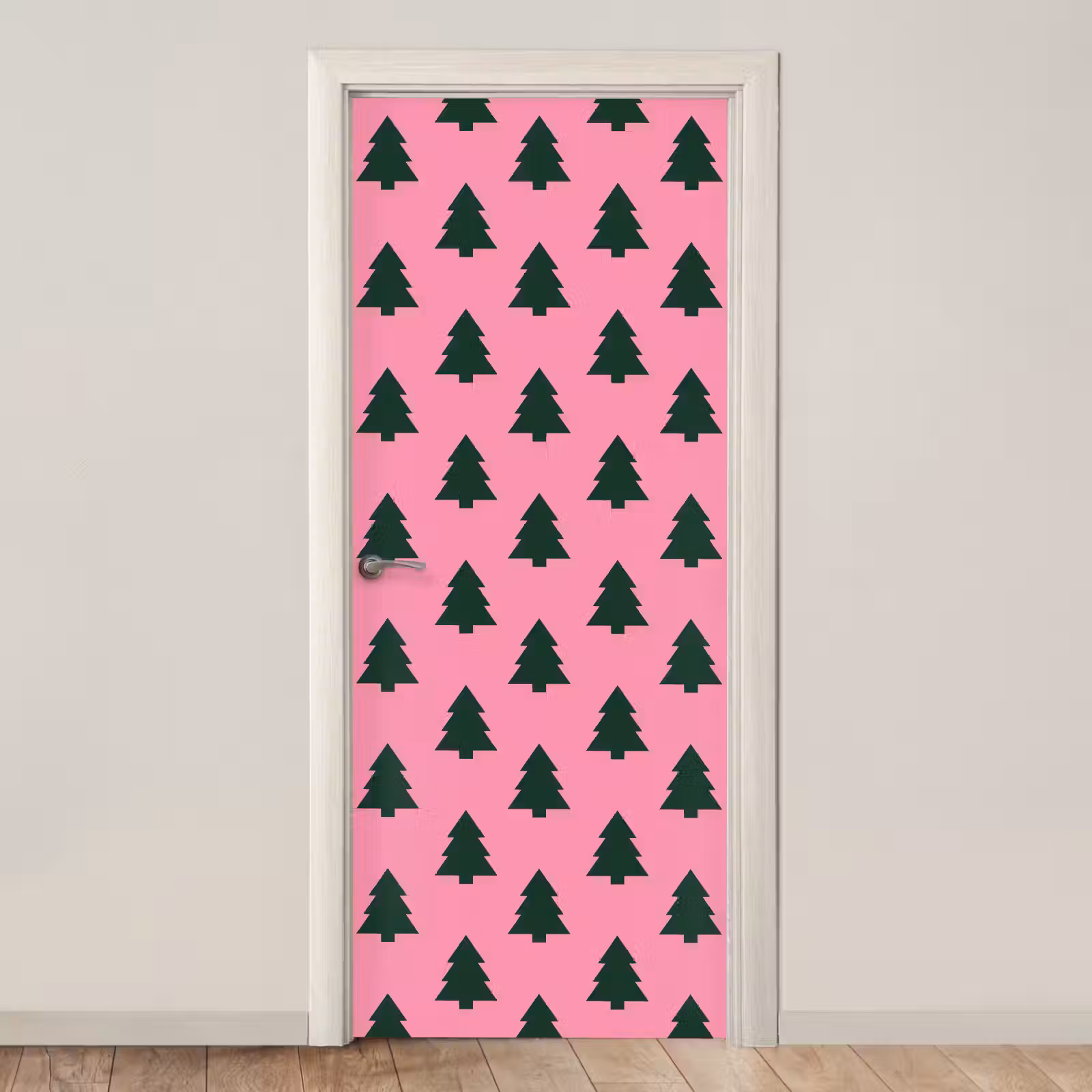 Deursticker - Kerstboom - Roze - Groen — 1