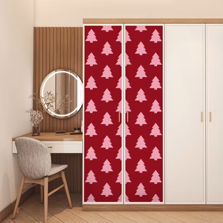 Deursticker - Kerstboom - Burguny - Roze — 5
