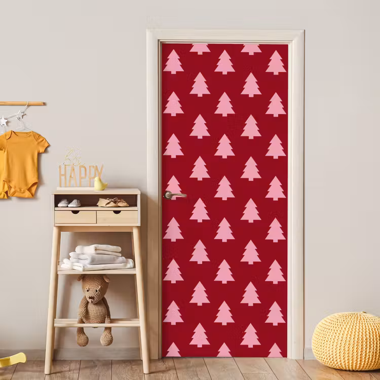 Deursticker - Kerstboom - Burguny - Roze — 6