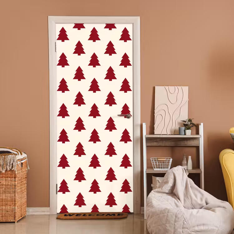 Deursticker - Kerstboom - Crème - Rood — 2