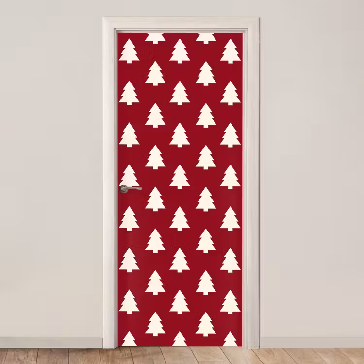 Deursticker - Kerstboom - Rood - Wit — 1