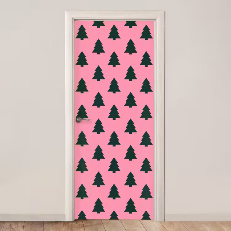 Deursticker - Kerstboom - Roze - Groen — 1