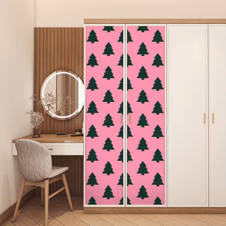 Deursticker - Kerstboom - Roze - Groen — 5