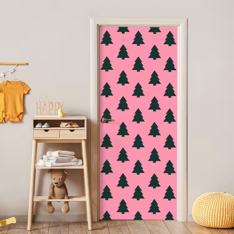 Deursticker - Kerstboom - Roze - Groen — 6