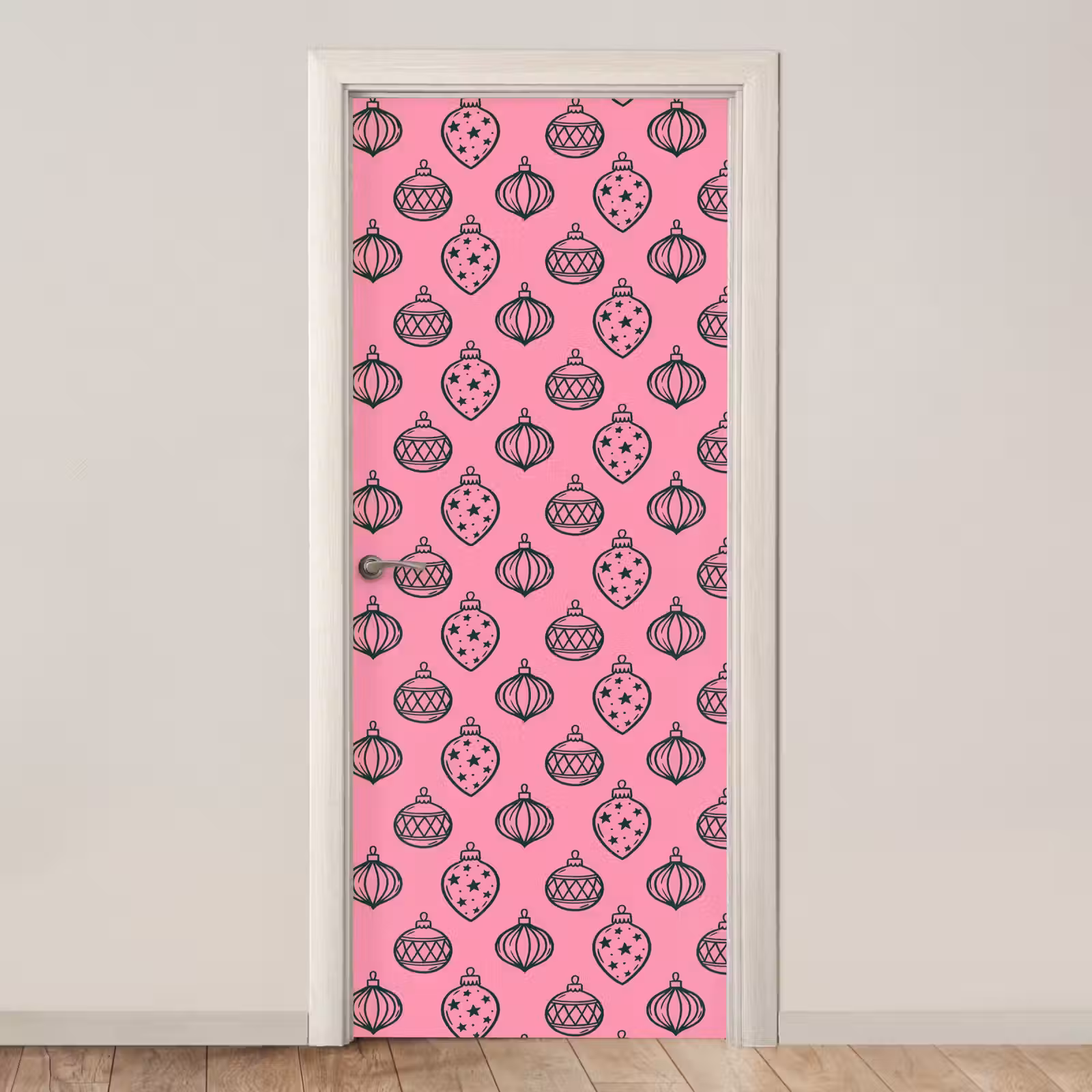 Deursticker - Kerstbal - Groen - Roze — 1