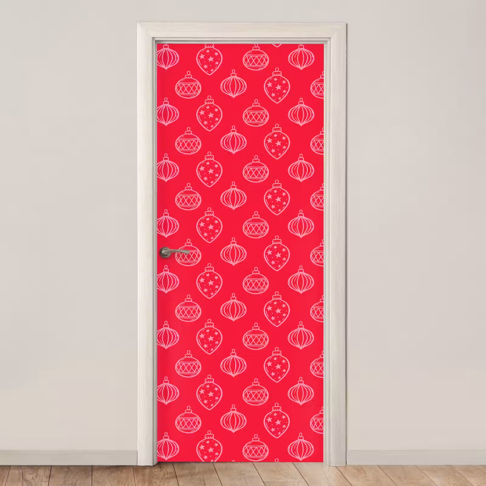 Deursticker - Kerstbal - Rood - Roze — 1