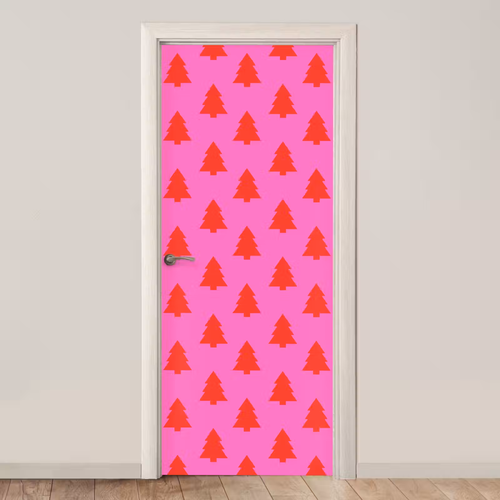 Deursticker - Kerstboom - Rood - Neon — 1