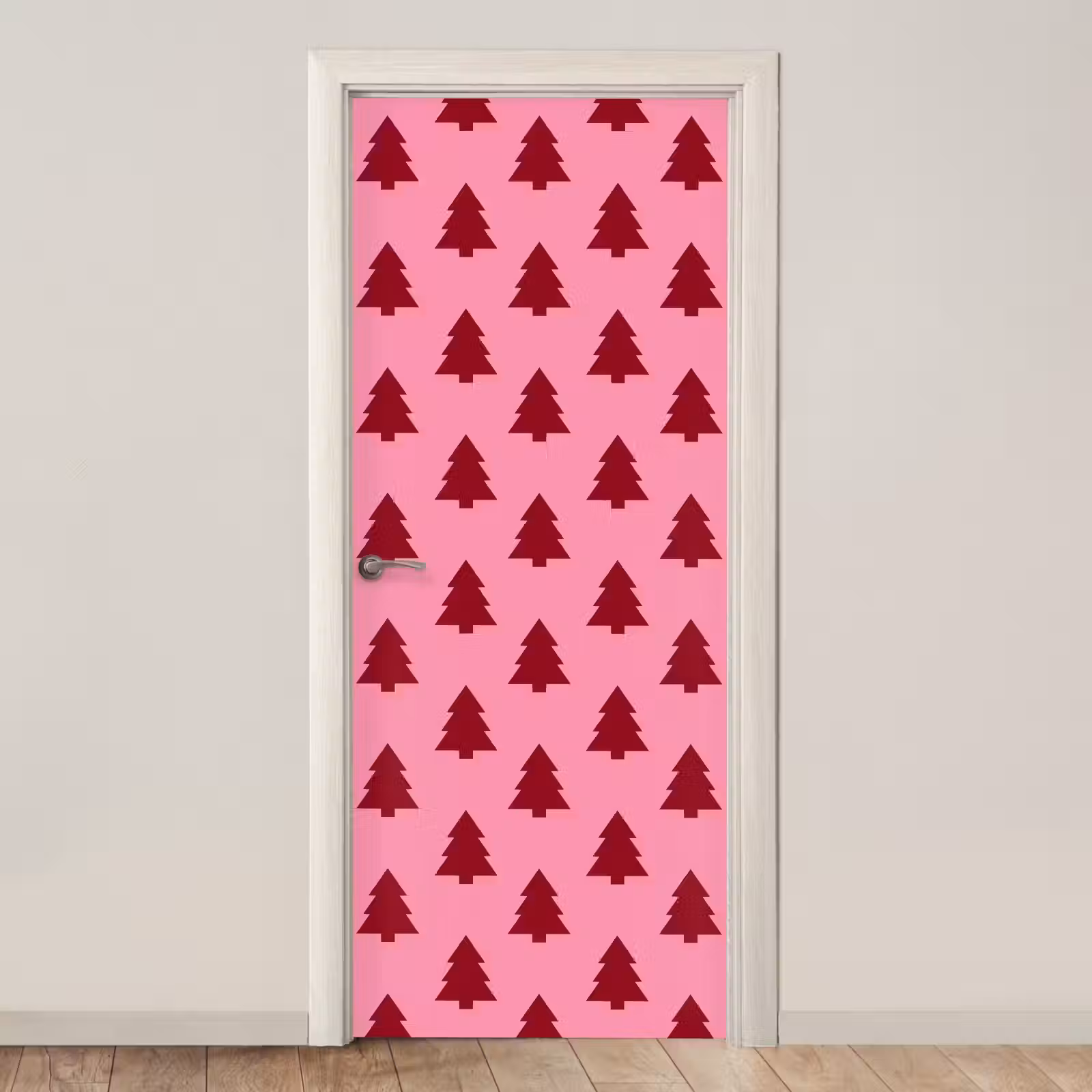 Deursticker - Kerstboom - Rood - Roze — 1