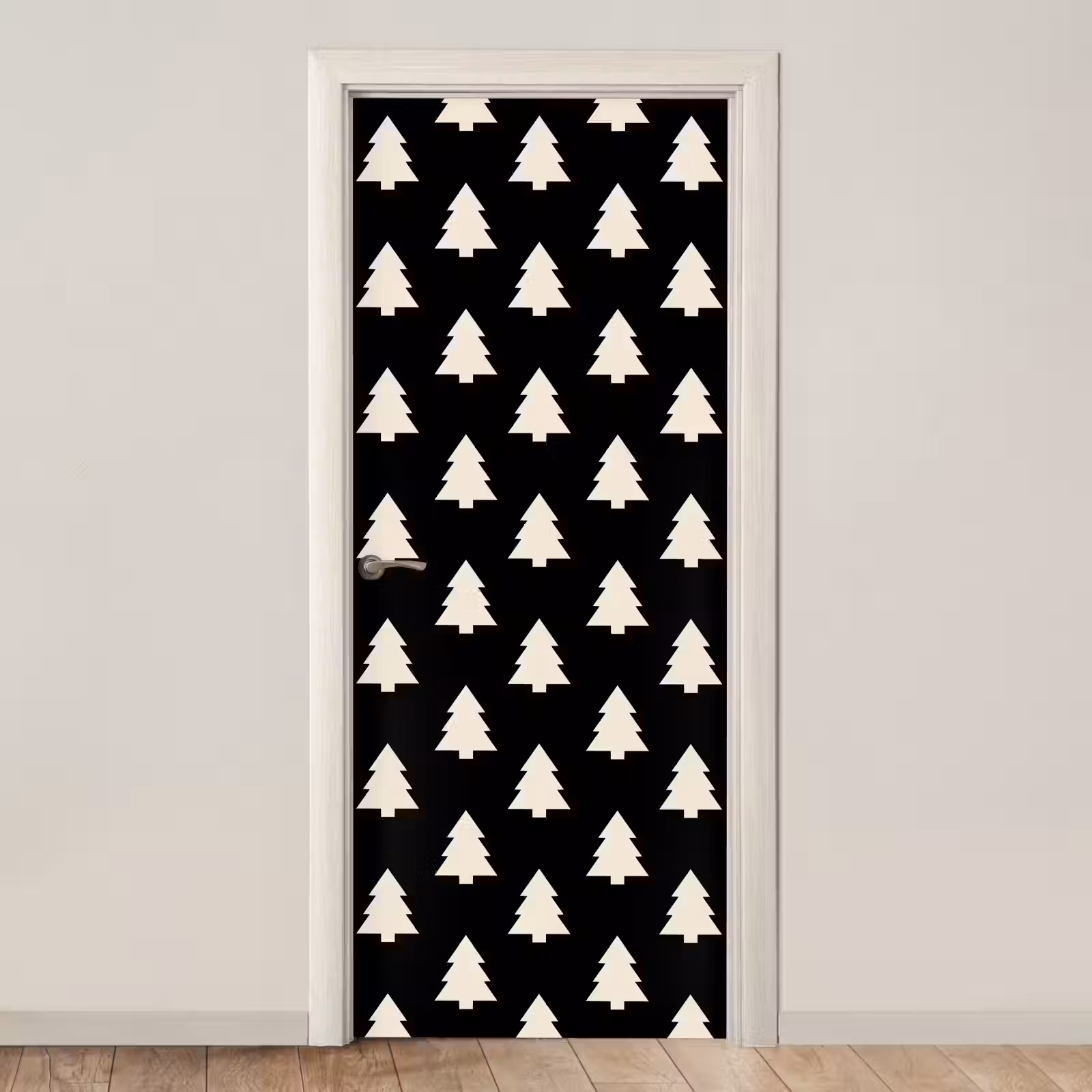 Deursticker - Kerstboom - Zwart - Wit — 1