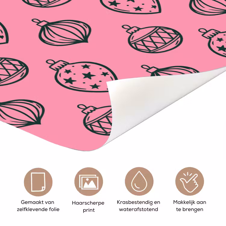Deursticker - Kerstbal - Groen - Roze — 3