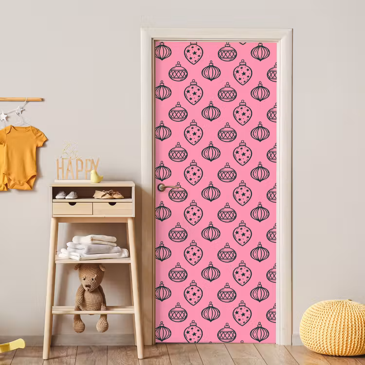 Deursticker - Kerstbal - Groen - Roze — 6