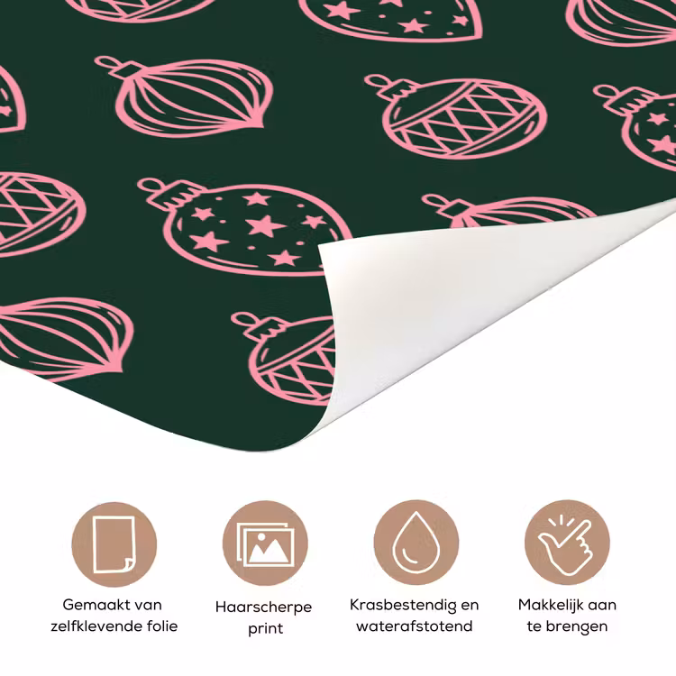 Deursticker - Kerstbal - Roze - Groen — 3