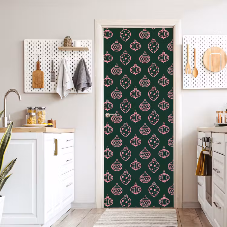 Deursticker - Kerstbal - Roze - Groen — 7