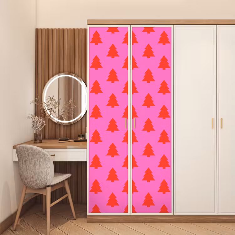 Deursticker - Kerstboom - Rood - Neon — 5