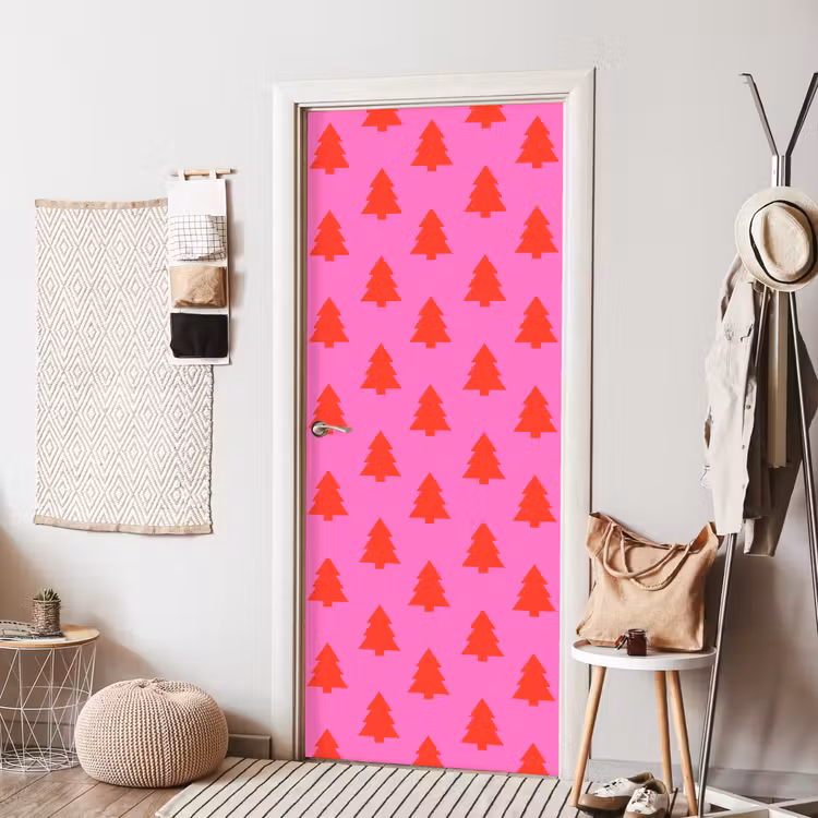 Deursticker - Kerstboom - Rood - Neon — 8
