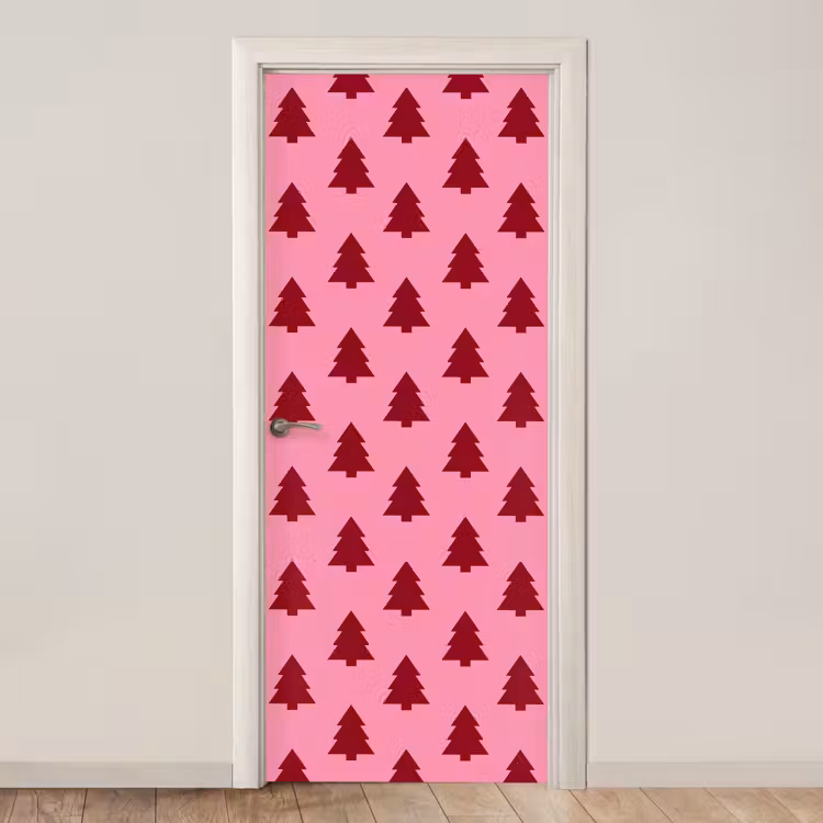 Deursticker - Kerstboom - Rood - Roze — 1