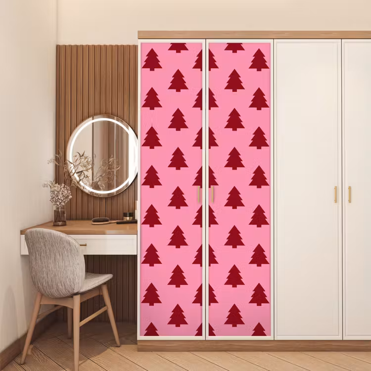 Deursticker - Kerstboom - Rood - Roze — 5