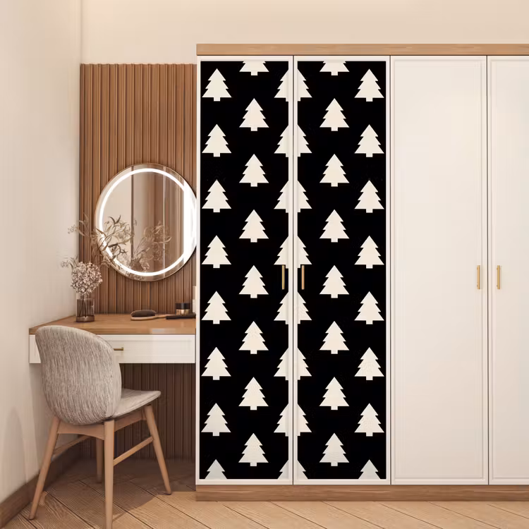 Deursticker - Kerstboom - Zwart - Wit — 5