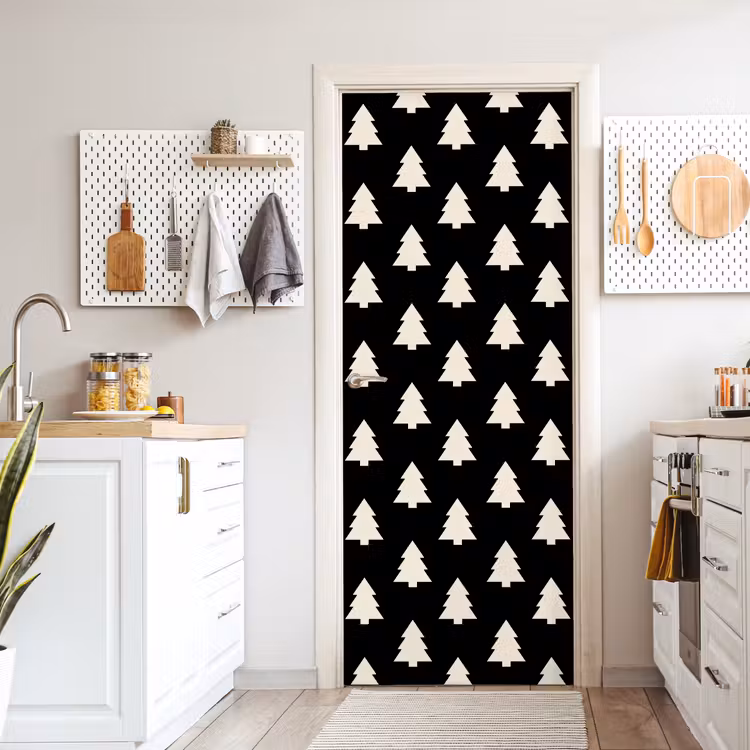 Deursticker - Kerstboom - Zwart - Wit — 7