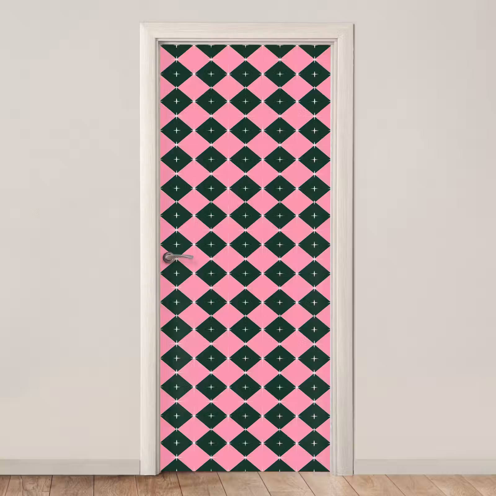 Deursticker - Kerst - Roze - Groen - Ster — 1