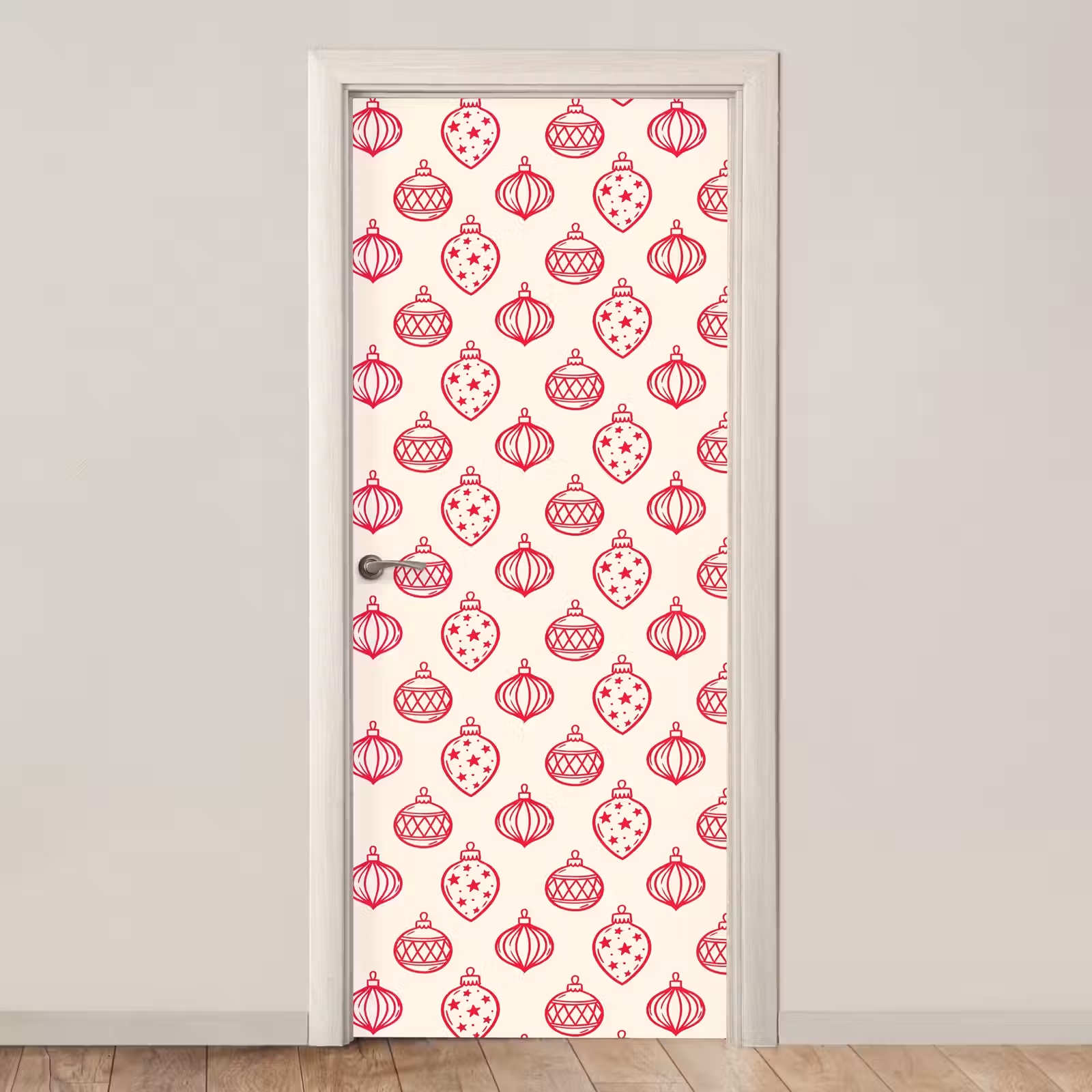 Deursticker - Kerstbal - Crème - Rood — 1