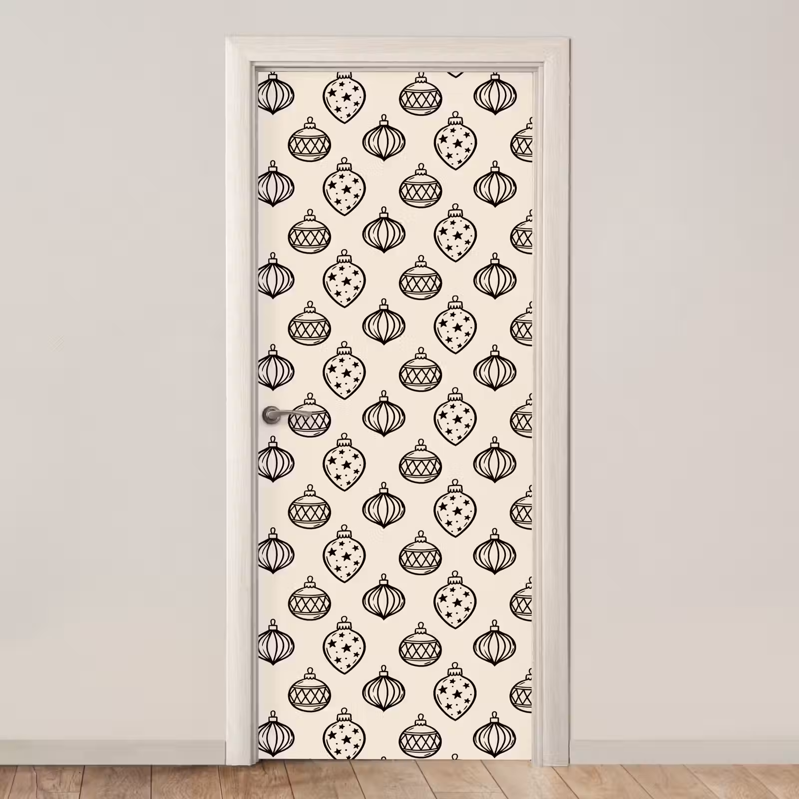 Deursticker - Kerstbal - Zwart - Wit — 1