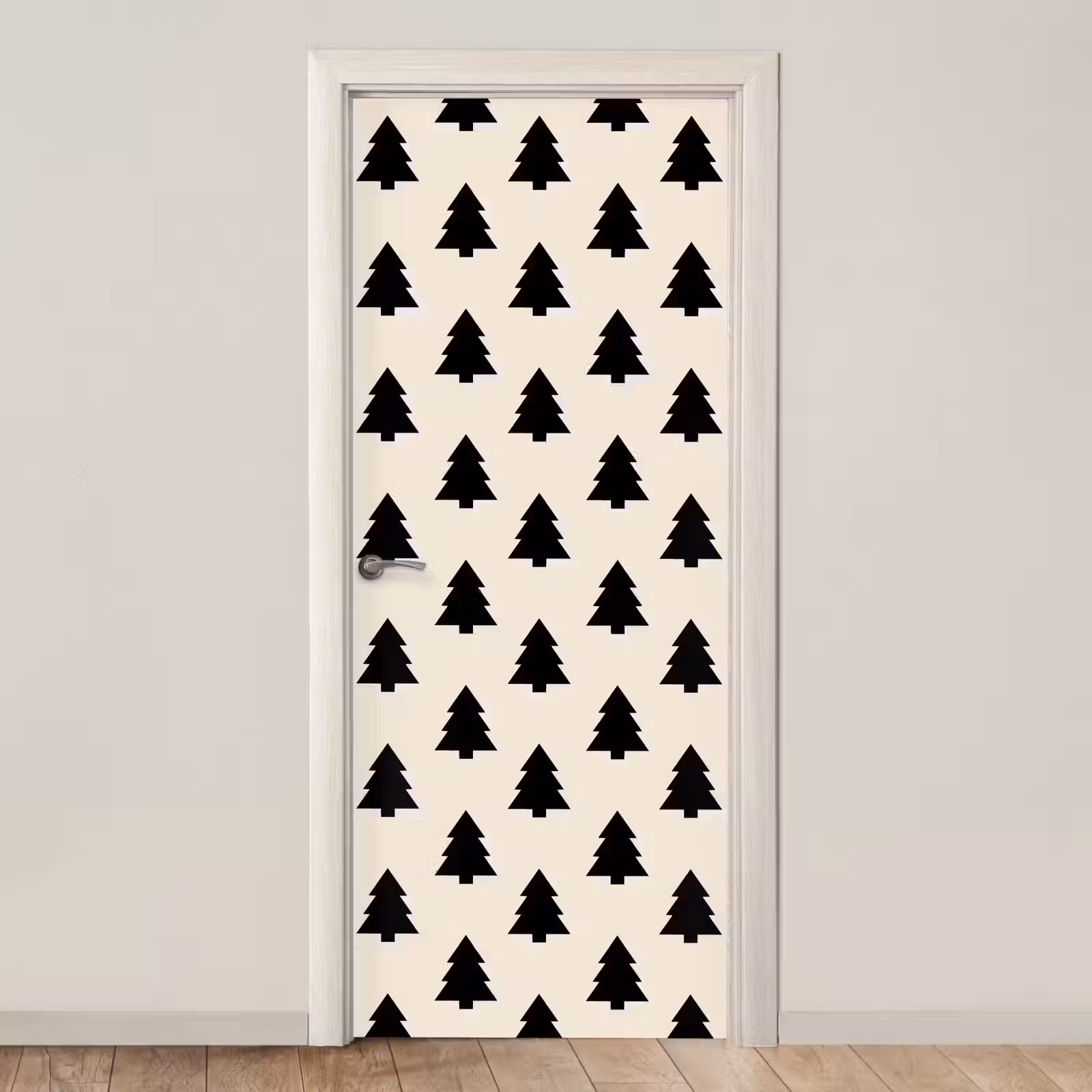 Deursticker - Kerstboom - Wit - Zwart — 1