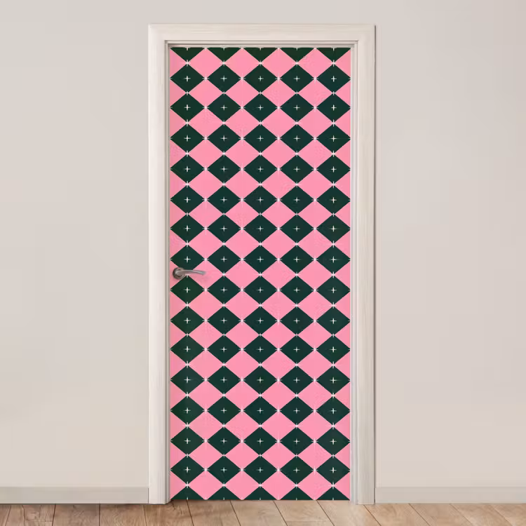 Deursticker - Kerst - Roze - Groen - Ster — 1