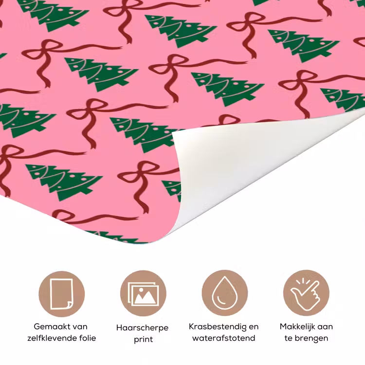 Deursticker - Kerst - Roze - Rood - Strik — 3