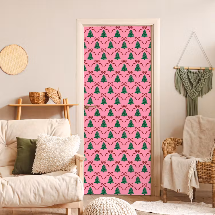 Deursticker - Kerst - Roze - Rood - Strik — 4