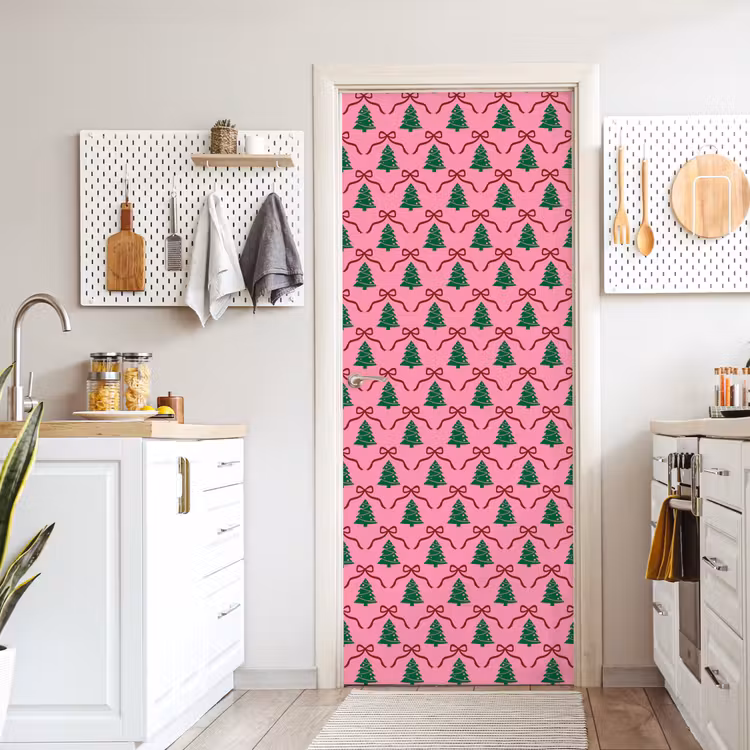 Deursticker - Kerst - Roze - Rood - Strik — 7
