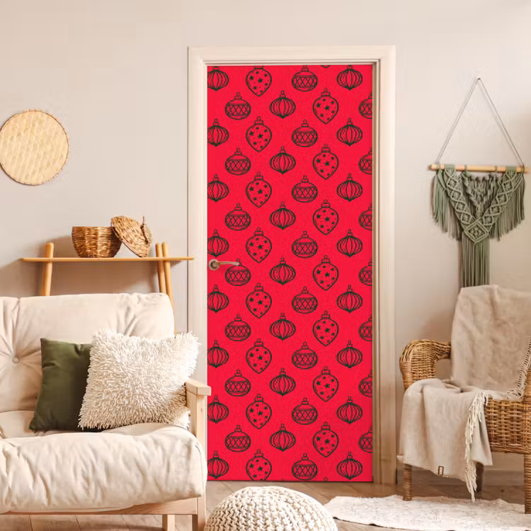 Deursticker - Kerstbal - Groen - Rood — 4