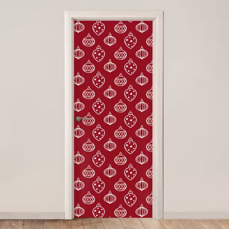 Deursticker - Kerstbal - Rood - Crème — 1