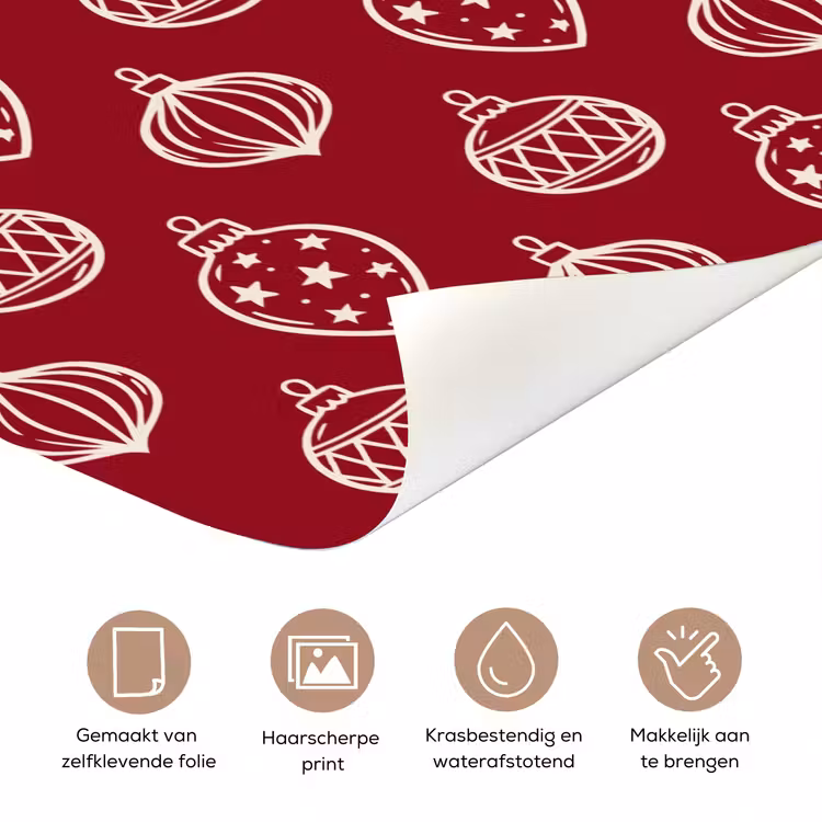 Deursticker - Kerstbal - Rood - Crème — 3