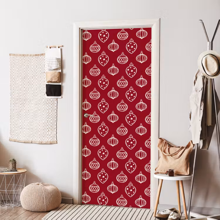 Deursticker - Kerstbal - Rood - Crème — 8