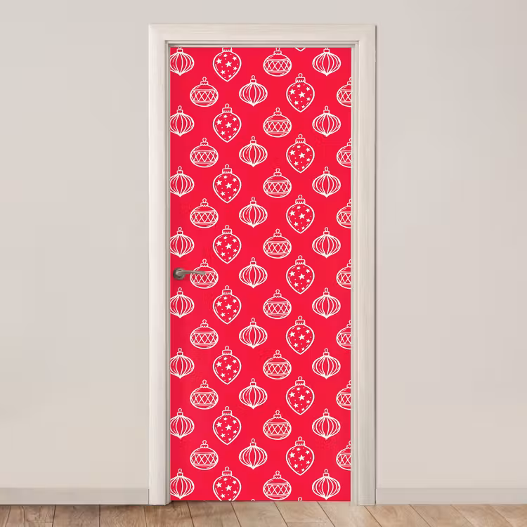 Deursticker - Kerstbal - Rood - Wit — 1