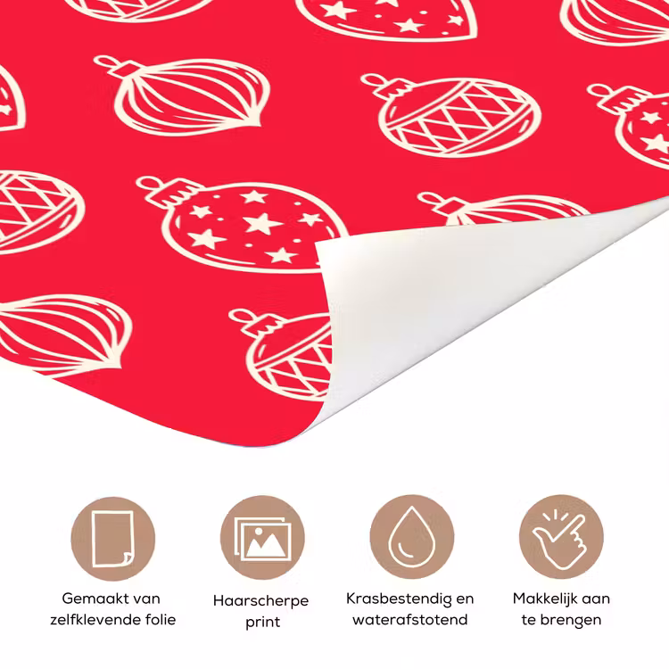 Deursticker - Kerstbal - Rood - Wit — 3