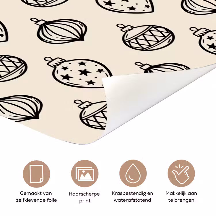 Deursticker - Kerstbal - Zwart - Wit — 3